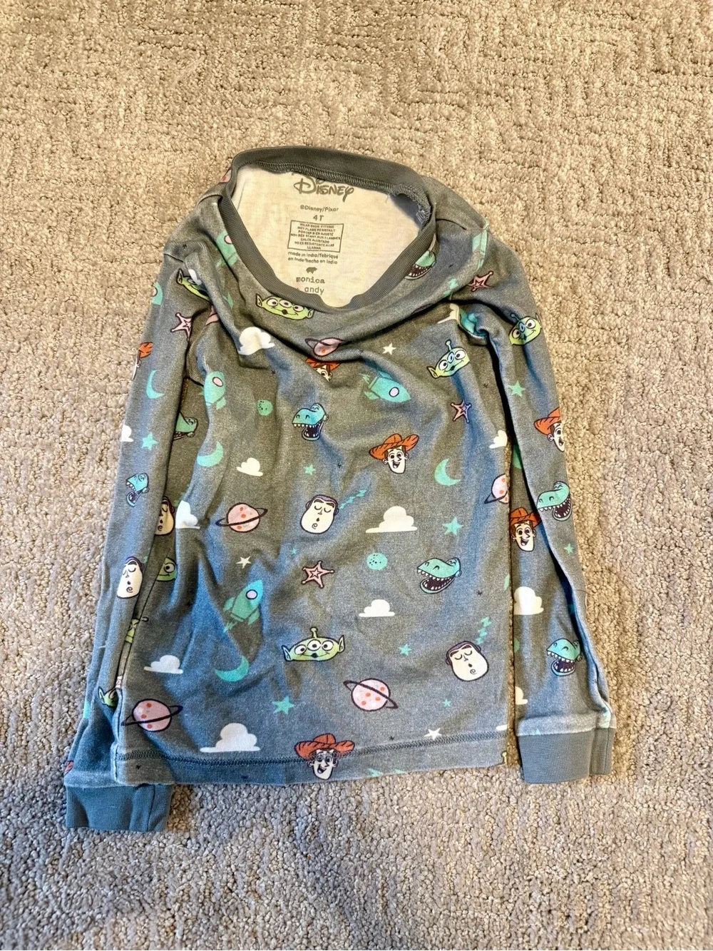 Monica + Andy Disney Pixar Toy Story 2-Piece Pajama Set Gray Size 4T